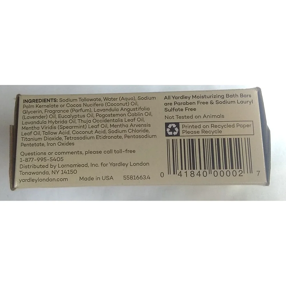 Yardley London English‎ Lavender Bar Soap Moisturizing 3 Bars NEW
